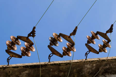 Part of transformer on the blue skyの写真素材