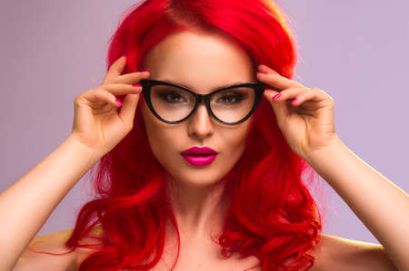 Cute girl with glassesの写真素材