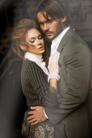 Young couple in an old house