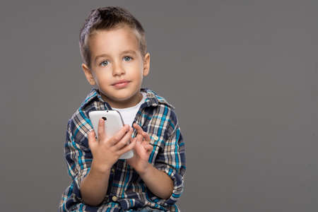 Little boy on the phone setsの写真素材