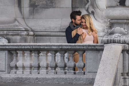 Romantic couple in Paris datingの写真素材