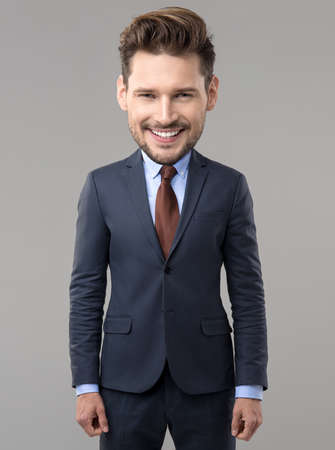 Happy elegant men with big headの写真素材