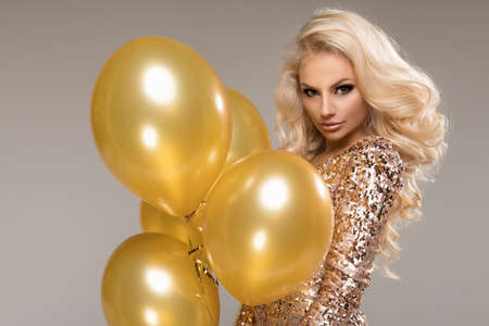 Happy sexy woman at partyの写真素材