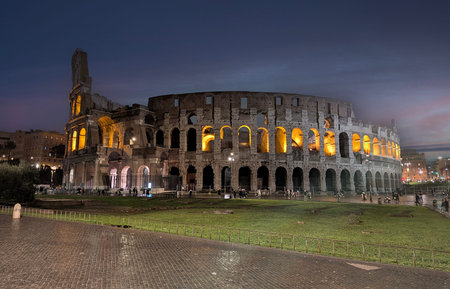 Colosseum. Rome. Italy. View of the stands, arena and underground structures of the Colosseum....