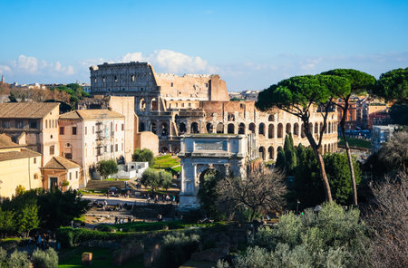 Colosseum. Rome. Italy. View of the stands, arena and underground structures of the Colosseum. UNESCO World Heritage Siteの写真素材