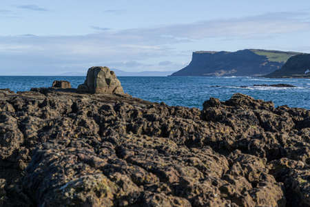 Ballycastle beach, Northern Ireland. Sunny day during winter.の写真素材