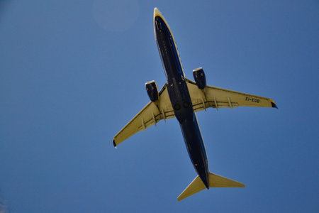Corfu, Greece, September 2016: Plane approaching Corfu Ioannis Kapodistrias international airport....