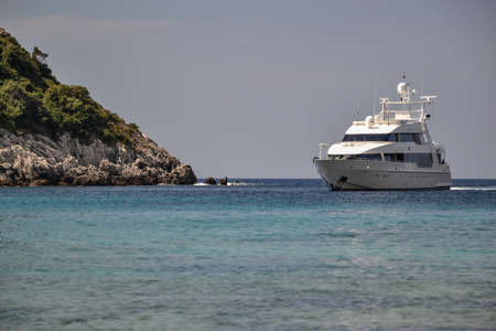 A luxury yacht on Corfu Island, summer season. の写真素材