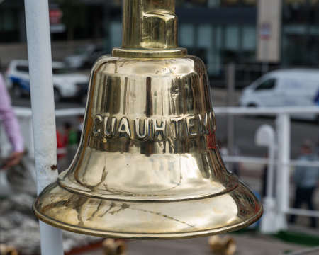 DUBLIN, IRELAND - SEP 08 2019: Mexican sailing ship ARM Cuauhtemoc in Dublin. Tall ship. Liffey River.のeditorial素材