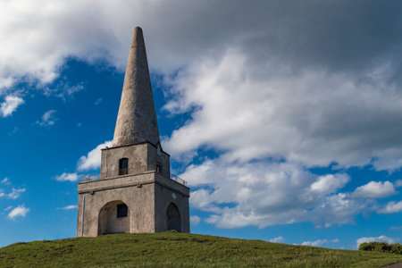 The view of the Killiney Hill Obelisk in Dublin, Ireland. Killiney Hill Park.