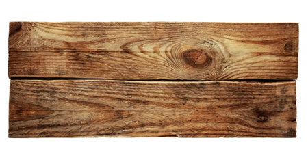 Texture of two wooden planks isolated in white.