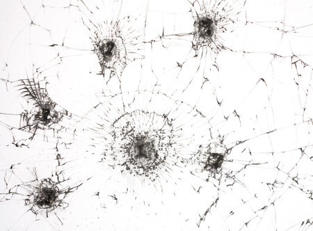 Broken glass texture. Set of cracks on window for design.