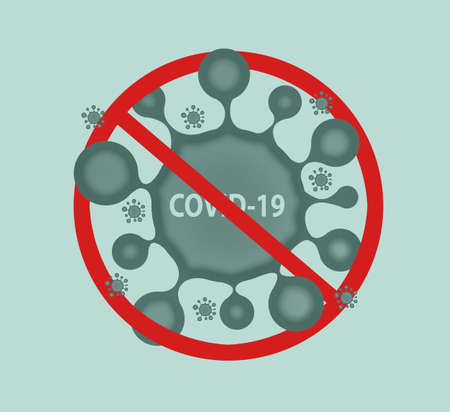 Stop coronavirus Covid-19 concept. Coronavirus bacteria illustration. 2019-nCoV.の写真素材