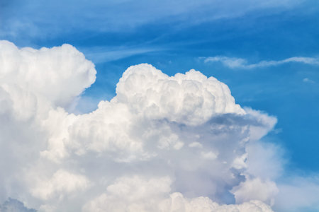 Blue sky with big white clouds.
