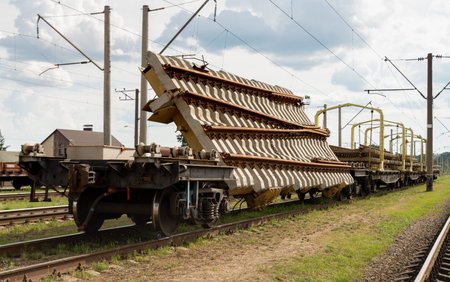 Special carriage with a railroad segment for railroad repair.