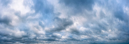 Panorama of a cloudy sky before the rain