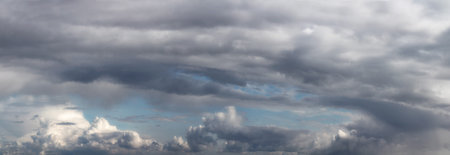 Cloudy sky panorama. Background of blue sky with clouds.