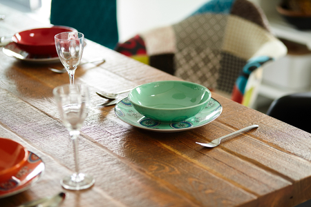 Vintage dining table. Small depth of fieldの写真素材
