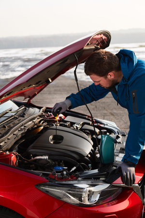 Checking the oil level in a modern car