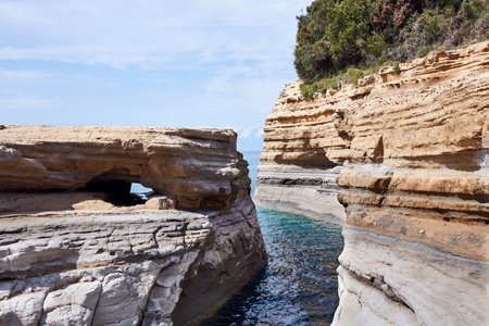 Sidari, Corfu, Greece. Rock formation of Canal D'Amour in Sidari. Canal of Love.