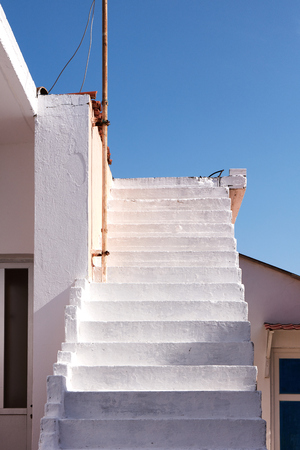 Greece, Corfu island, outdoor staircase entry in Sidari village.の写真素材