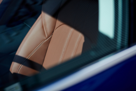 Leather armchair of a luxury carの写真素材