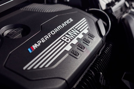Katowice / Poland- 09.17.2020: Engine of the BMW M135i, M Performance, 306hp, 0-100 km / h - 4.8s
