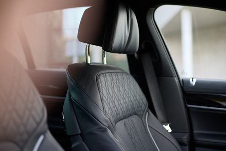 Black leather armchair of a luxury car