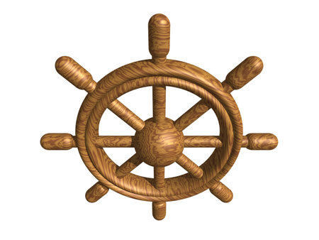 Wooden rudder, perspective view (computer generated)