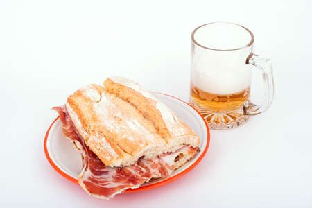Spanish sandwich and beer ( bocadillo y cerveza )の写真素材