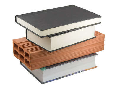 hard to study, books and brickの写真素材
