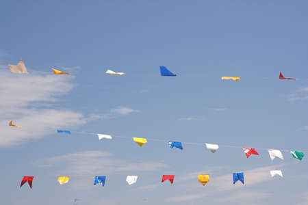 coloured flags decorating the school partyの写真素材