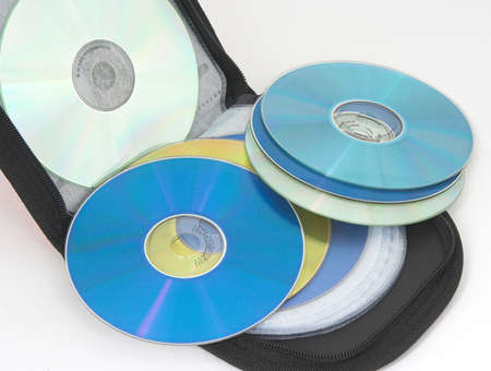 portable bag for cd and dvd with several cdの写真素材