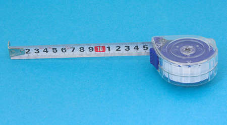 meter with millimeter scale on blue backgroundの写真素材