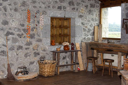 rural house with repair shop, Cantabria, Spainの写真素材
