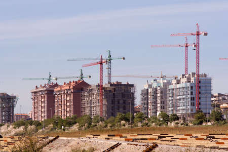 several buildings under construction in Santander, Spainの写真素材