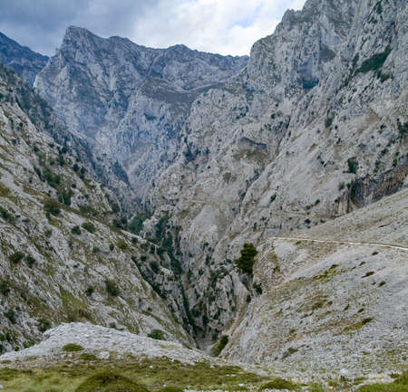 Beautiful mountains in Cares pathway, Spainの写真素材