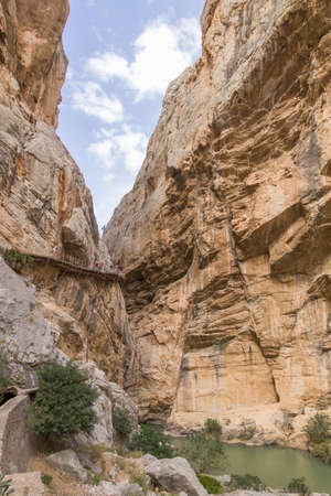 Pathway in a mountain wallの写真素材