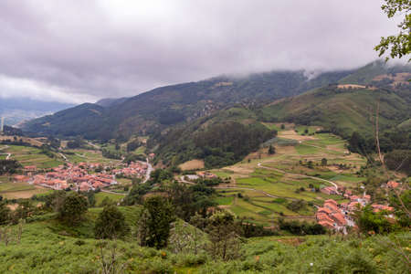 tow old small villages in Cantabria, north of Spainの写真素材