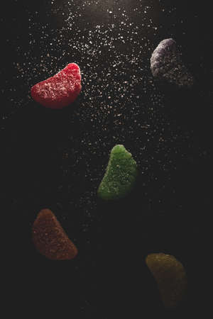 Macro close up of sweet / sugar jelly gumies candy, selective focusの写真素材