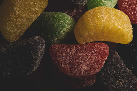 Macro close up of sweet / sugar jelly gumies candy, selective focusの写真素材