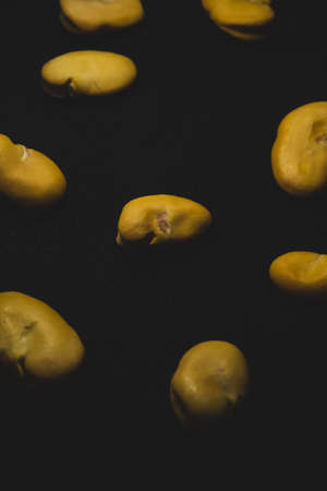 Raw Yellow Broad bean macro close up, selective focusの写真素材