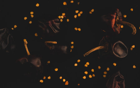 Dry Mexican Cascabel chile macro close up, selective focusの写真素材