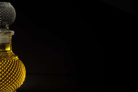 Bottle with Olive oil macro close up, selective focusの写真素材