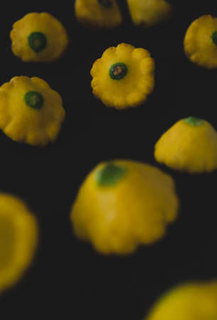 Yellow pumpkins macro close up, selective focusの写真素材