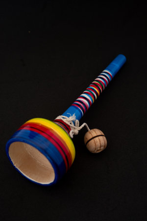 Balero Traditional Mexican handcraft toy, Cup and ballの写真素材