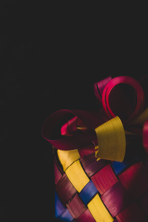 Portrat of a traditional Mexican handmade gift on a black backgroundの写真素材