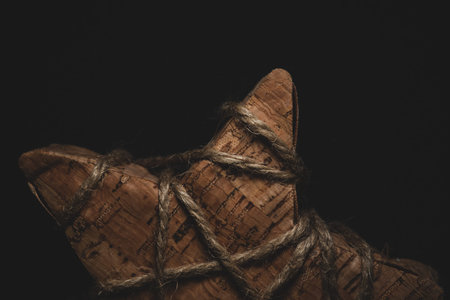 Close up portrait of Homemade Christmas Star on a black background