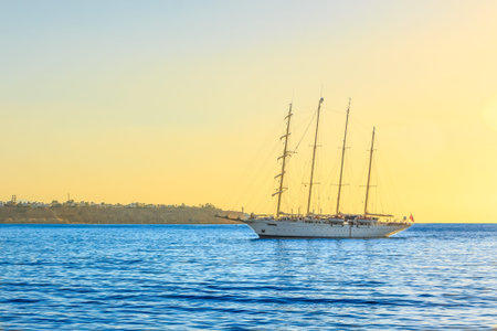 The ship on the roadstead of the port of Travco. Sharm El Sheikh