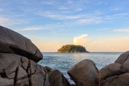 View of the island of Ko Pu at sunrise. Phuket. Thailand.の写真素材